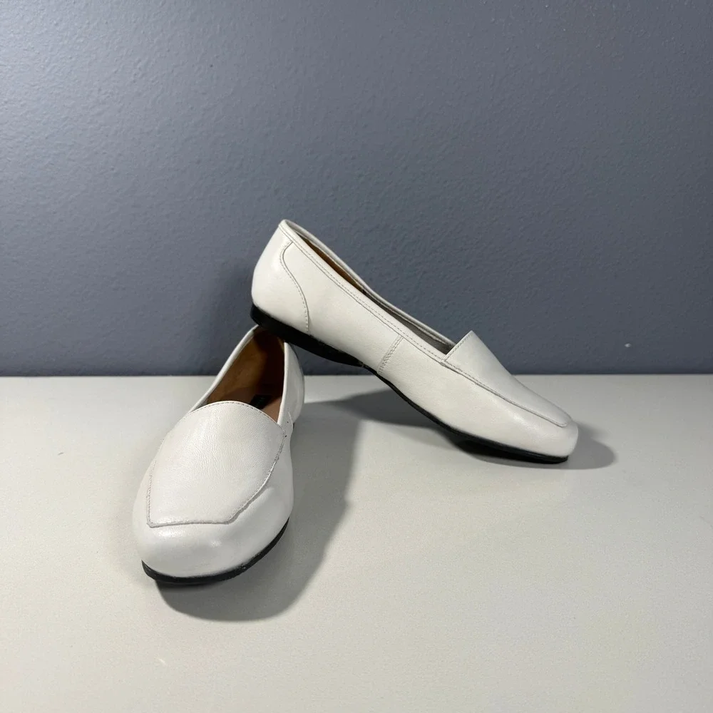 Array White Leather Women's Loafers